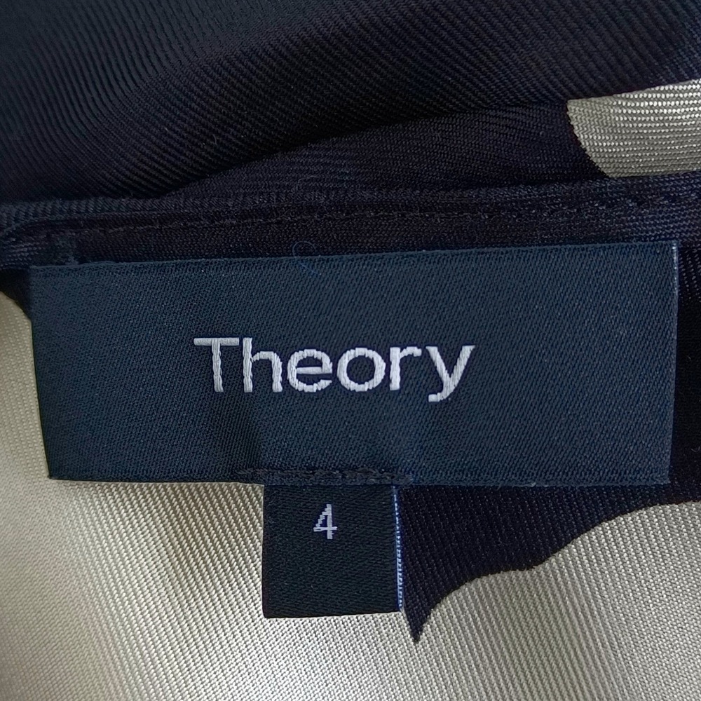 Theory Nophella NS Petal Silk Large‎ Floral Midi Dress Black Cream Size 4 - Picture 8 of 11
